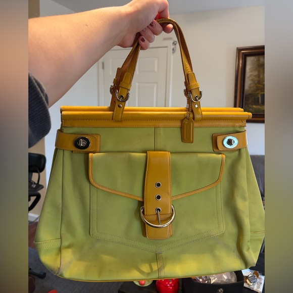 Coach Handbags - Rare Coach Yellow and Green Shoulder Bag with Soho Buckle and Turnlocks 9367